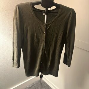 Halogen Olive Green Button-Front Knit Top